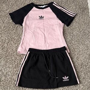 Adidas inspiration Black and Pink Tee with Shorts/skirt
